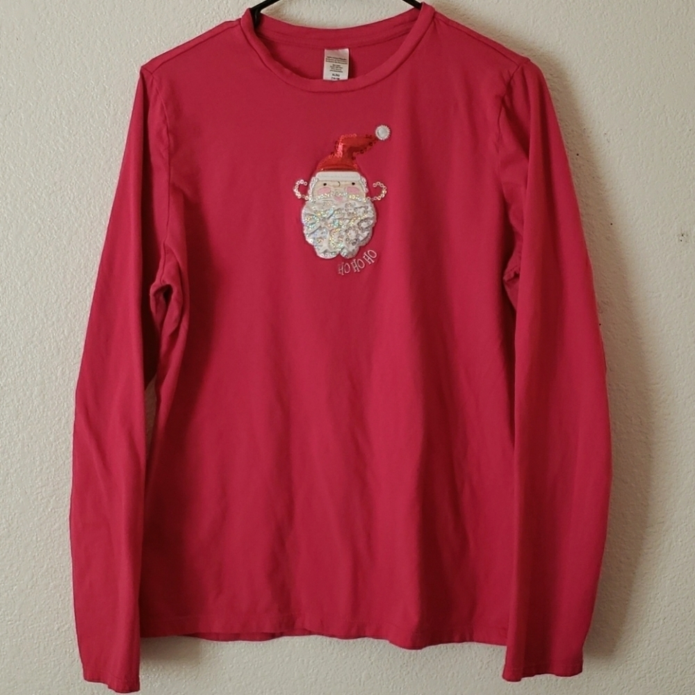 SANTA CLAUS Sequined Long Sleeved T-Shirt Size XL